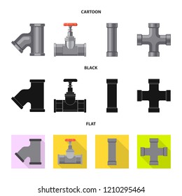 Isolated object of pipe and tube icon. Collection of pipe and pipeline vector icon for stock.