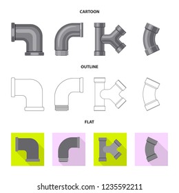 Isolated object of pipe and tube icon. Collection of pipe and pipeline vector icon for stock.