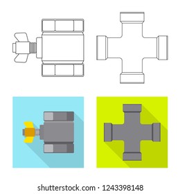 Isolated object of pipe and tube icon. Set of pipe and pipeline vector icon for stock.
