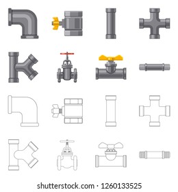 Isolated object of pipe and tube icon. Collection of pipe and pipeline stock vector illustration.
