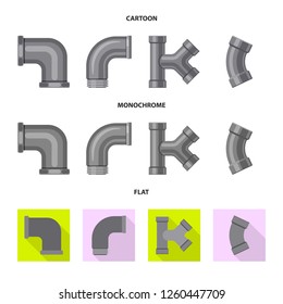 Isolated object of pipe and tube icon. Collection of pipe and pipeline stock vector illustration.