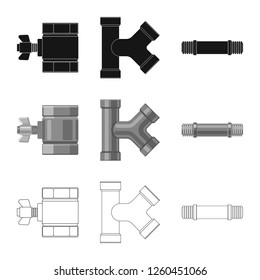 Isolated object of pipe and tube icon. Set of pipe and pipeline vector icon for stock.