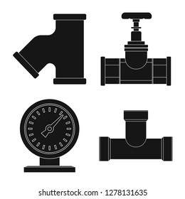 Isolated object of pipe and tube icon. Collection of pipe and pipeline vector icon for stock.