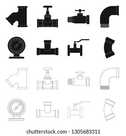Isolated object of pipe and tube icon. Set of pipe and pipeline stock symbol for web.