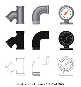 Isolated object of pipe and tube icon. Set of pipe and pipeline vector icon for stock.