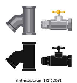 Isolated object of pipe and tube icon. Collection of pipe and pipeline stock symbol for web.