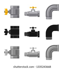 Isolated object of pipe and tube icon. Set of pipe and pipeline stock vector illustration.