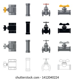 Isolated object of pipe and tube icon. Collection of pipe and pipeline stock vector illustration.