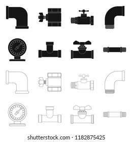Isolated object of pipe and tube logo. Collection of pipe and pipeline stock symbol for web.