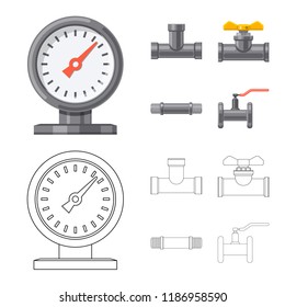 Isolated object of pipe and tube logo. Set of pipe and pipeline stock vector illustration.