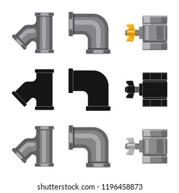 Isolated object of pipe and tube logo. Collection of pipe and pipeline stock vector illustration.