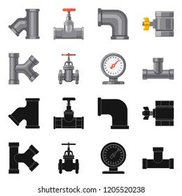 Isolated object of pipe and tube logo. Set of pipe and pipeline stock vector illustration.