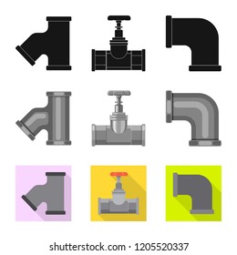 Isolated object of pipe and tube logo. Set of pipe and pipeline stock symbol for web.
