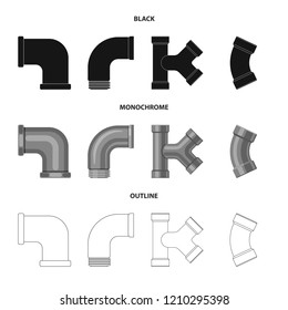 Isolated object of pipe and tube logo. Collection of pipe and pipeline vector icon for stock.
