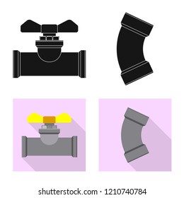 Isolated object of pipe and tube logo. Set of pipe and pipeline stock symbol for web.