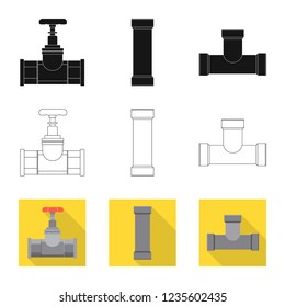 Isolated object of pipe and tube logo. Set of pipe and pipeline stock vector illustration.
