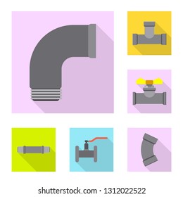 Isolated object of pipe and tube logo. Collection of pipe and pipeline vector icon for stock.