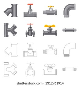 Isolated object of pipe and tube logo. Set of pipe and pipeline vector icon for stock.