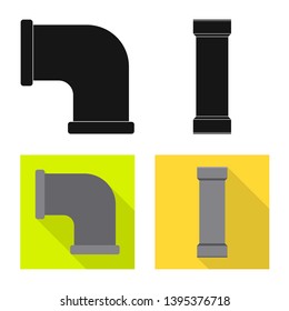 Isolated object of pipe and tube logo. Collection of pipe and pipeline vector icon for stock.