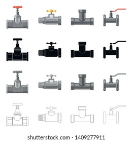 Isolated object of pipe and tube logo. Set of pipe and pipeline vector icon for stock.