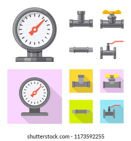 Isolated object of pipe and tube sign. Set of pipe and pipeline stock vector illustration.
