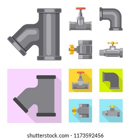 Isolated object of pipe and tube sign. Collection of pipe and pipeline stock symbol for web.