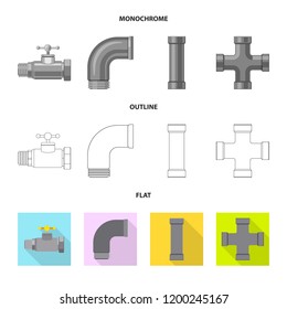 Isolated object of pipe and tube sign. Set of pipe and pipeline vector icon for stock.