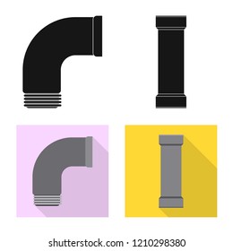 Isolated object of pipe and tube sign. Set of pipe and pipeline stock vector illustration.
