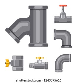 Isolated object of pipe and tube sign. Collection of pipe and pipeline stock symbol for web.