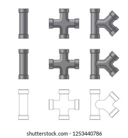 Isolated object of pipe and tube sign. Set of pipe and pipeline stock vector illustration.