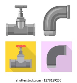 Isolated object of pipe and tube sign. Set of pipe and pipeline stock symbol for web.