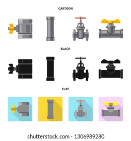 Isolated object of pipe and tube sign. Set of pipe and pipeline stock vector illustration.