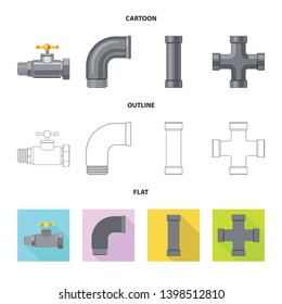 Isolated object of pipe and tube sign. Set of pipe and pipeline stock vector illustration.