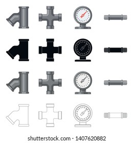 Isolated object of pipe and tube sign. Collection of pipe and pipeline stock vector illustration.