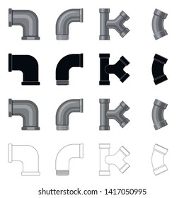 Isolated object of pipe and tube sign. Set of pipe and pipeline stock vector illustration.