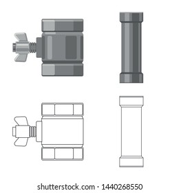 Isolated object of pipe and tube sign. Set of pipe and pipeline vector icon for stock.