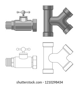 Isolated object of pipe and tube symbol. Collection of pipe and pipeline stock symbol for web.