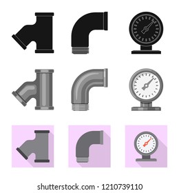 Isolated object of pipe and tube symbol. Set of pipe and pipeline stock vector illustration.