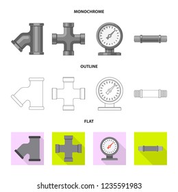 Isolated object of pipe and tube symbol. Set of pipe and pipeline stock vector illustration.