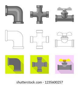 Isolated object of pipe and tube symbol. Collection of pipe and pipeline stock vector illustration.