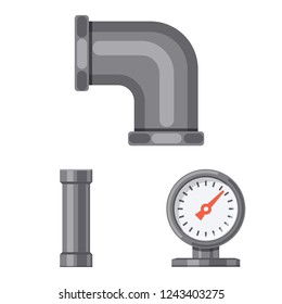 Isolated object of pipe and tube symbol. Collection of pipe and pipeline stock vector illustration.