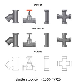 Isolated object of pipe and tube symbol. Collection of pipe and pipeline vector icon for stock.