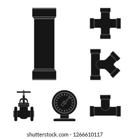 Isolated object of pipe and tube symbol. Set of pipe and pipeline stock symbol for web.