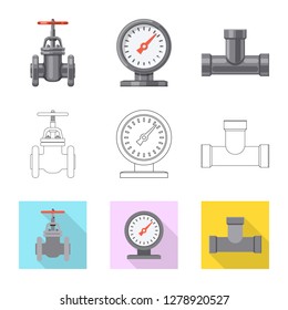 Isolated object of pipe and tube symbol. Set of pipe and pipeline vector icon for stock.
