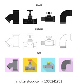 Isolated object of pipe and tube symbol. Collection of pipe and pipeline stock vector illustration.