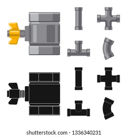 Isolated object of pipe and tube symbol. Collection of pipe and pipeline stock symbol for web.