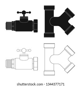 Isolated object of pipe and tube symbol. Set of pipe and pipeline stock symbol for web.