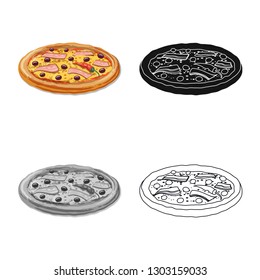 Isolated object of pizza and food icon. Set of pizza and italy vector icon for stock.