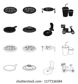 Isolated object of pizza and food logo. Set of pizza and italy stock vector illustration.