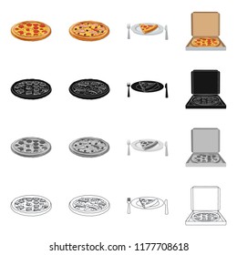 Isolated object of pizza and food logo. Collection of pizza and italy vector icon for stock.